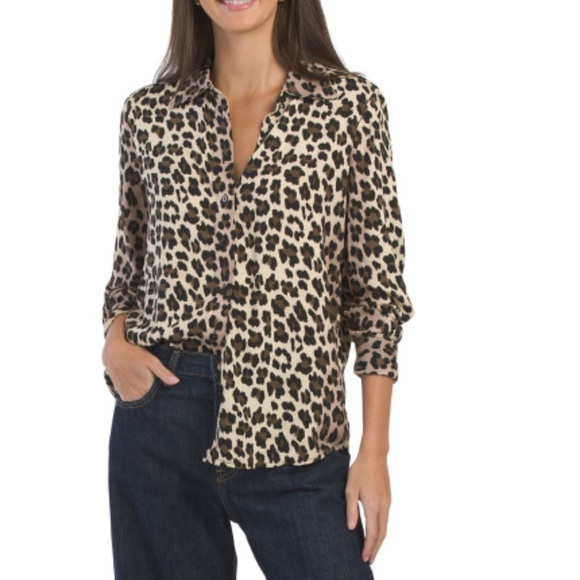 Stylish Leopard Print Button-Down Shirt - Picture 1 of 5